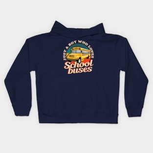 just a boy who loves school buses Kids Hoodie